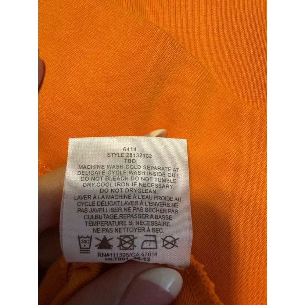 Tory Burch Women Orange Ribbed Short Sleeve Polo‎ Shirt Size Large